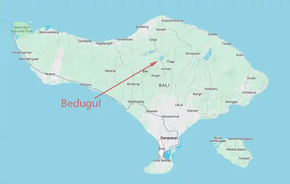 Bedugul on Bali Map Overview
