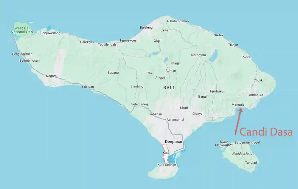 Candi Dasa on Bali Map Overview