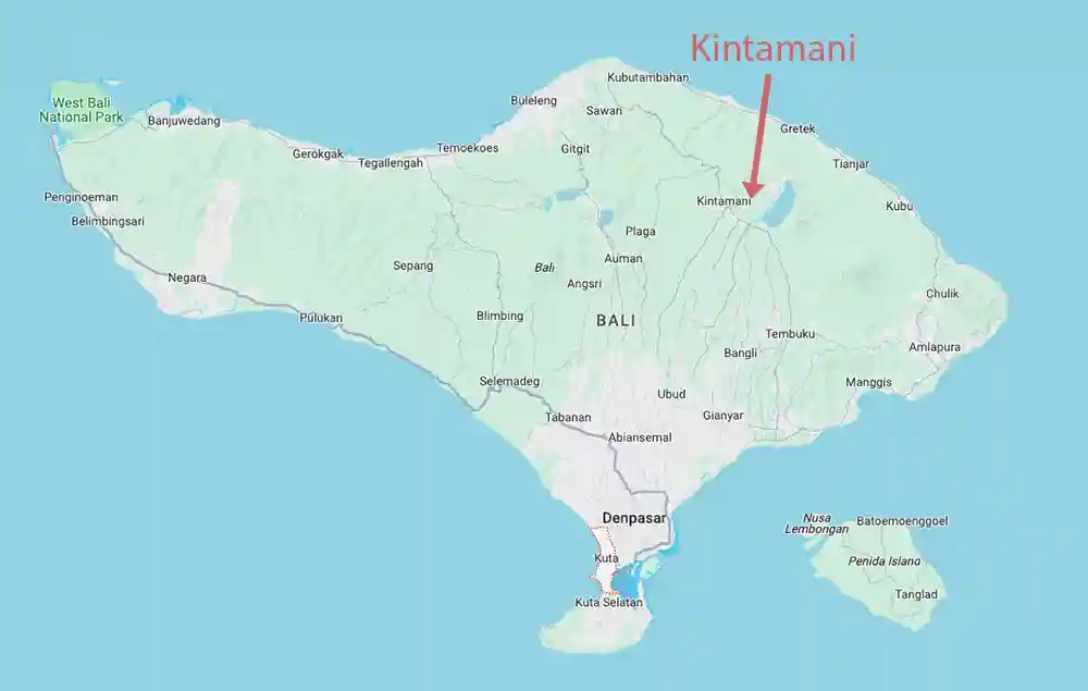 Kintamani on Bali Map Overview