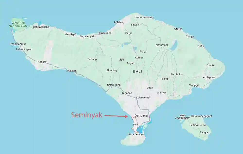 Seminyak on Bali Map Overview