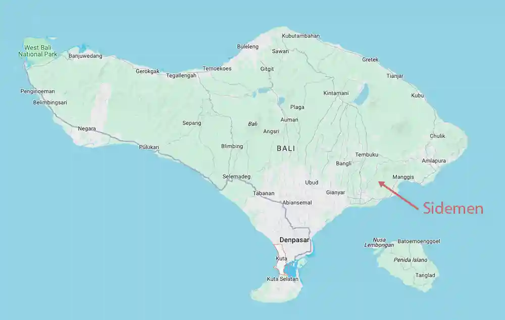 Sidemen on Bali Map Overview