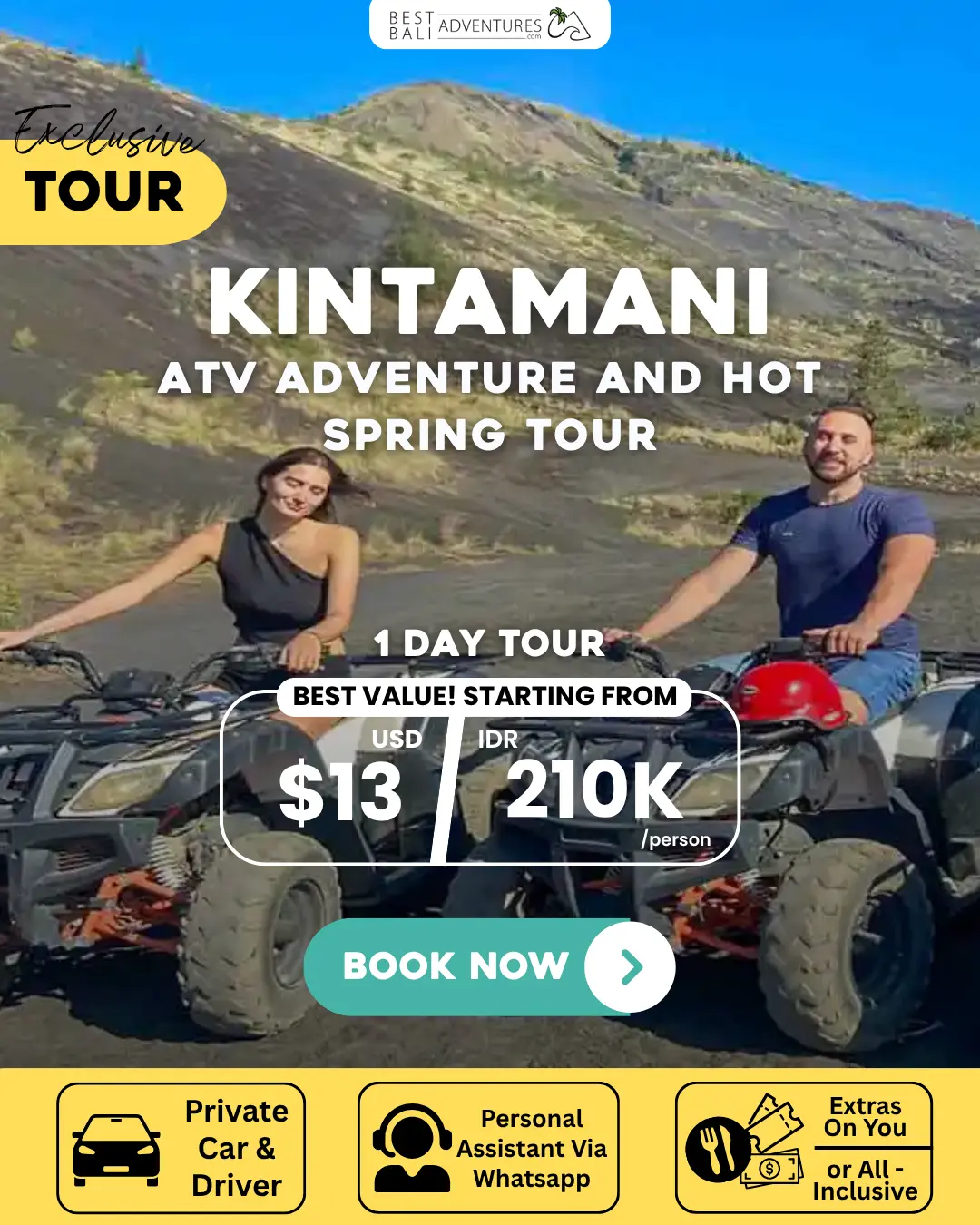 Kintamani ATV Adventure and Hot Spring Tour: Batur Volcano