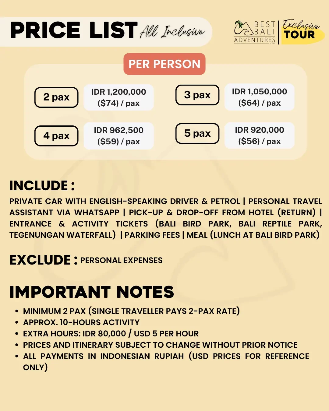 BALI REPTILE AND BIRD PARK JOURNEY WITH WATERFALL TOUR