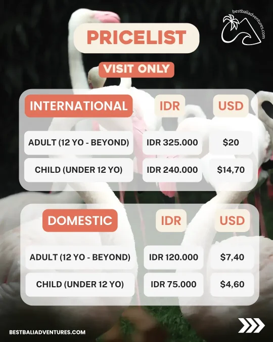 Bali Bird Park Pricelist