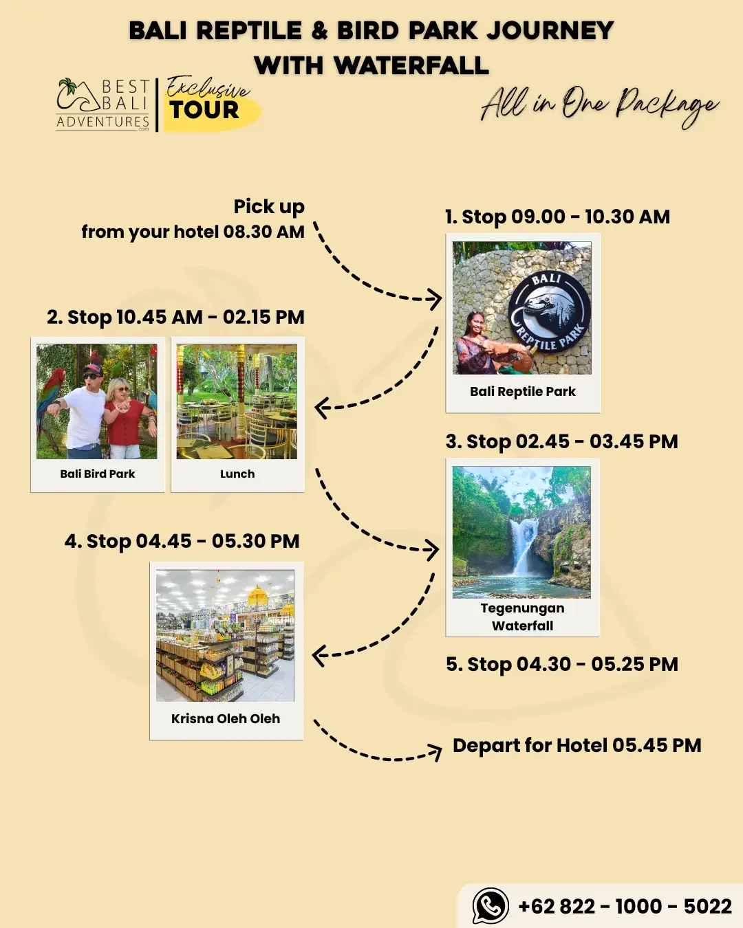 Bali Reptile and Bird Park Journey with Waterfall Tour Bali Reptile and Bird Park Journey with Waterfall Tour