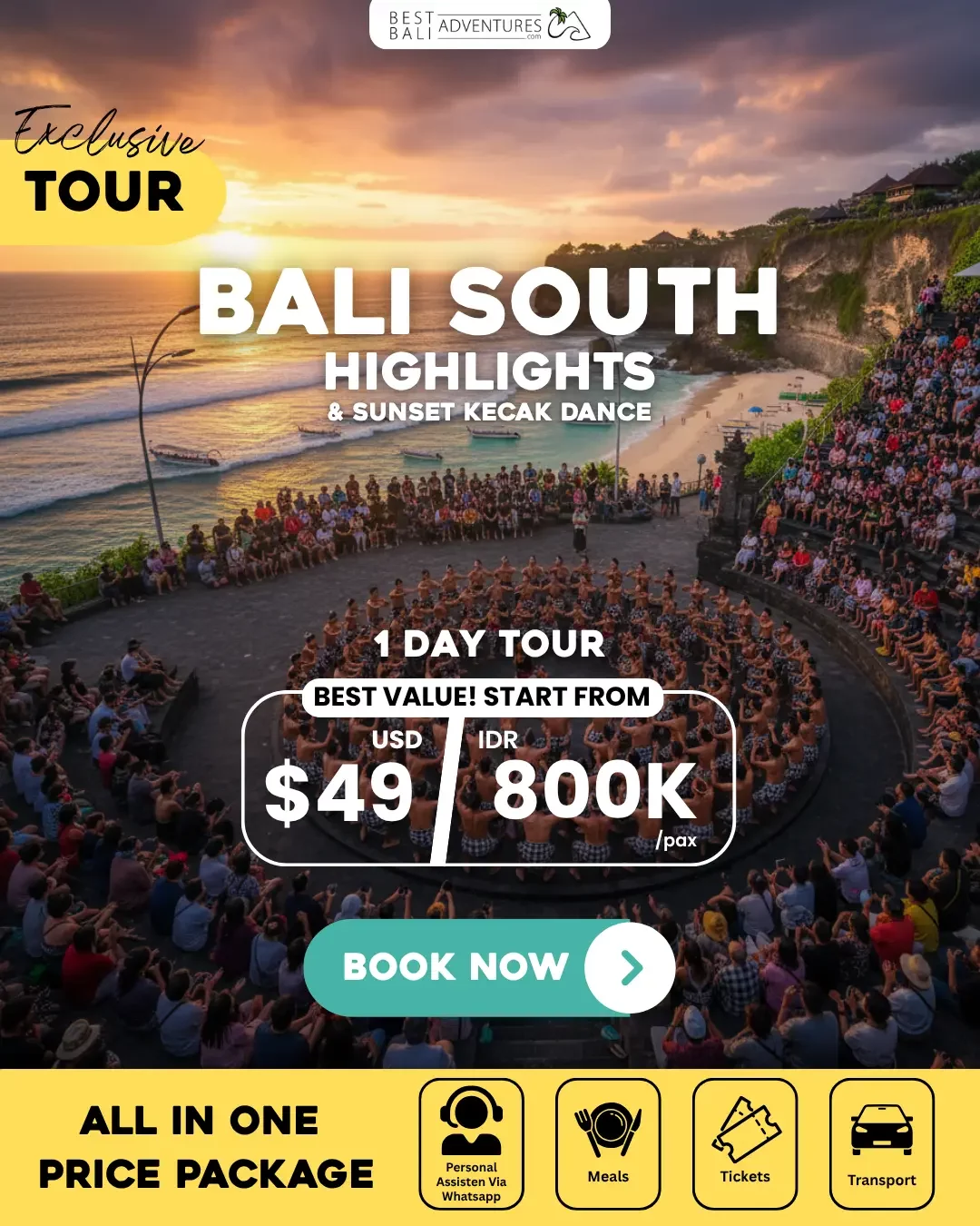 Bali South Highlights and Sunset Kecak Dance Tour