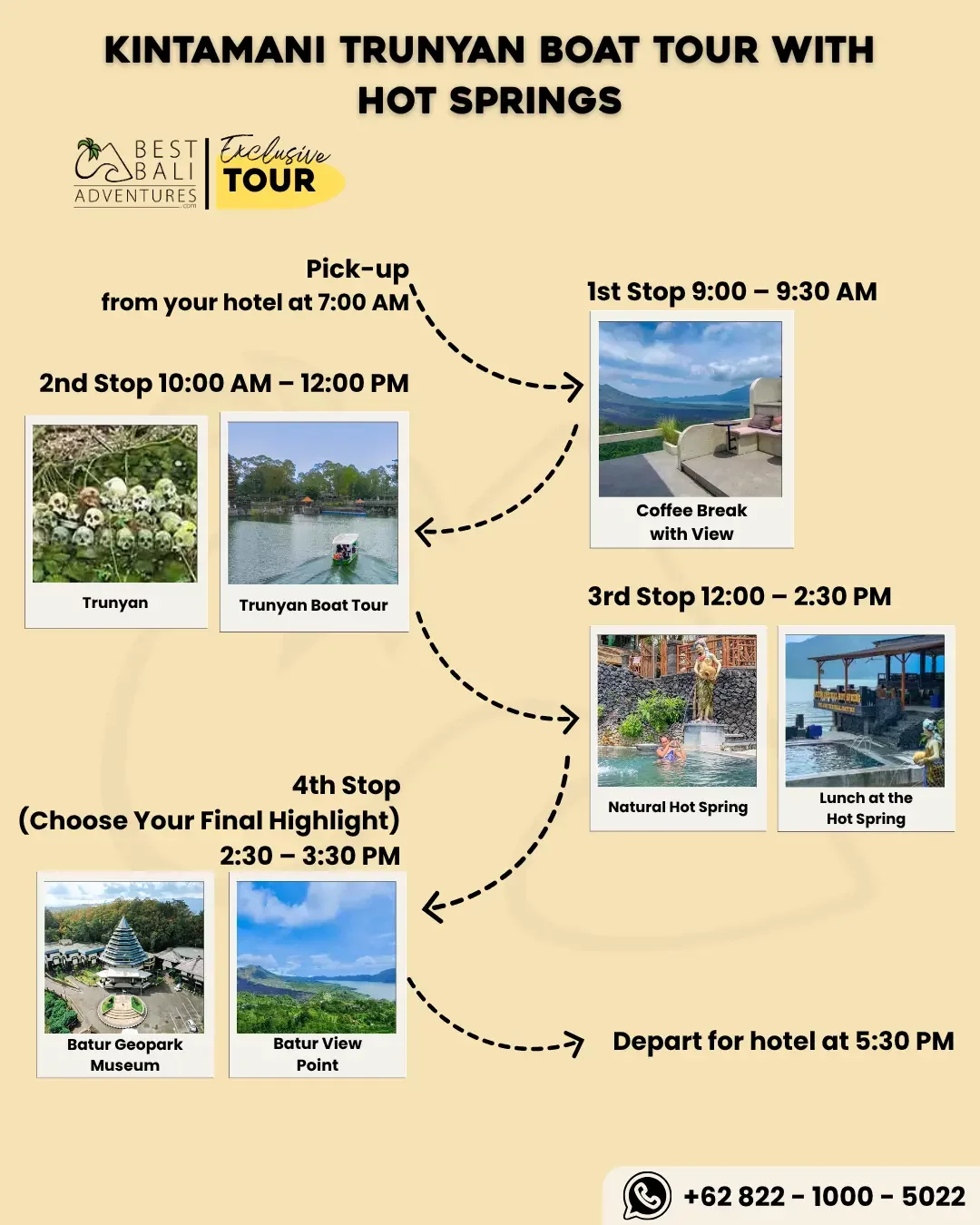 KINTAMANI TRUNYAN BOAT TOUR WITH HOT SPRINGS