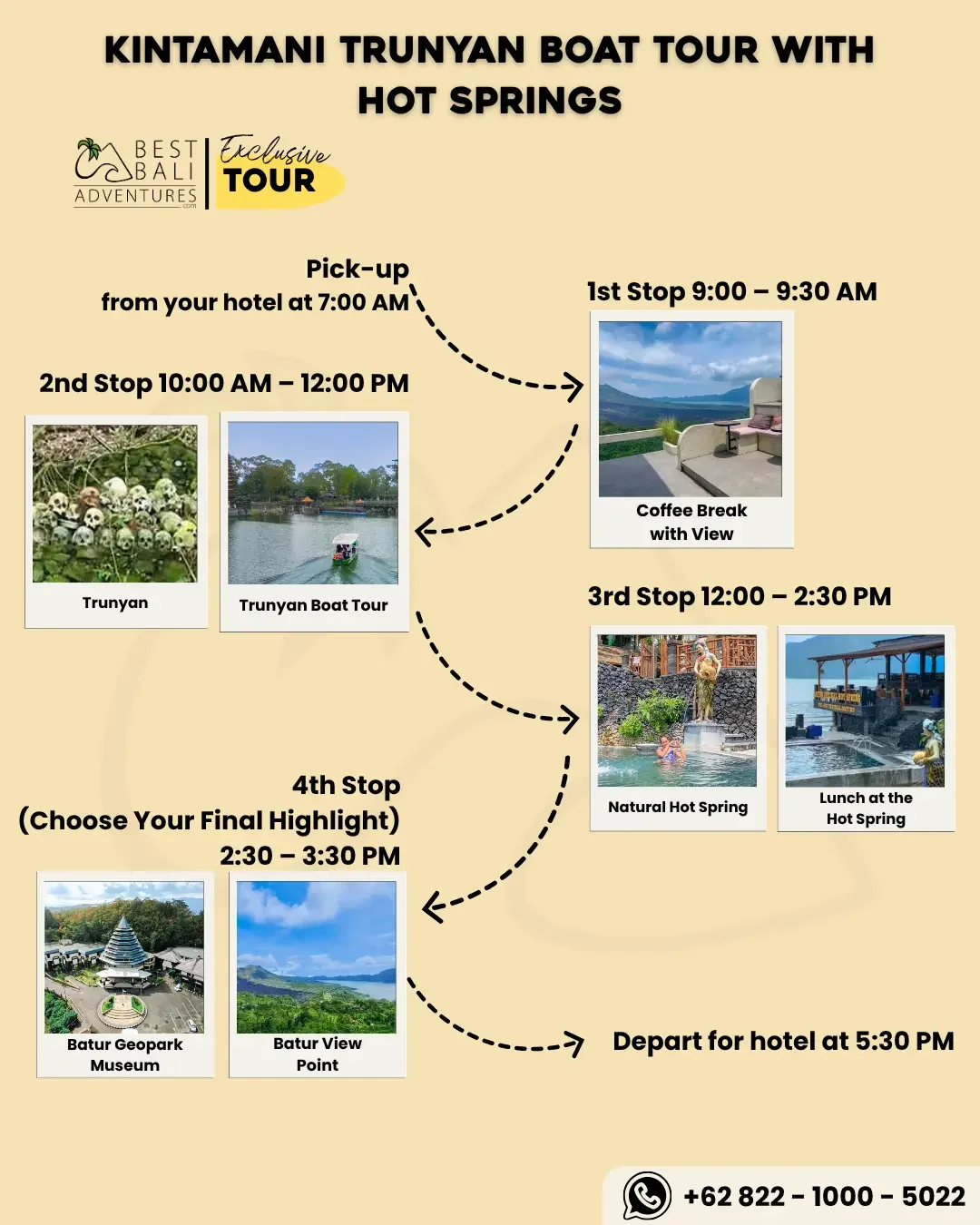 KINTAMANI TRUNYAN BOAT TOUR WITH HOT SPRINGS