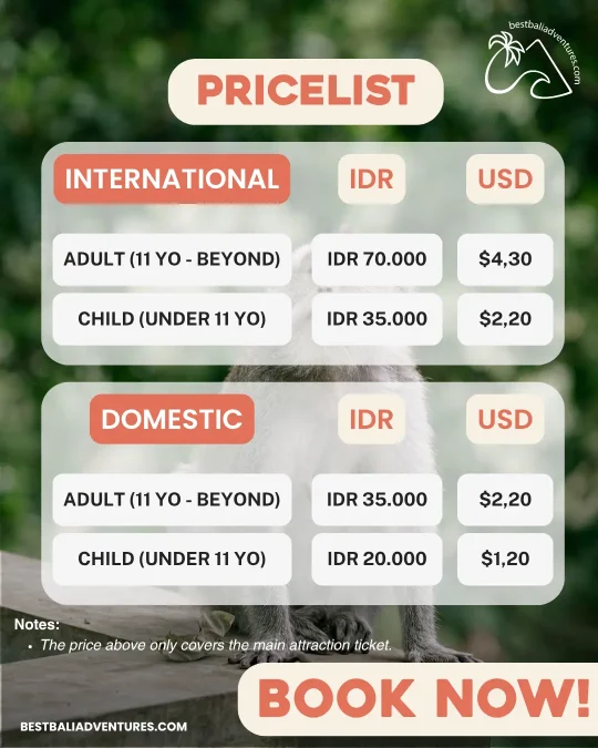 Kemenuh Monkey River Price List