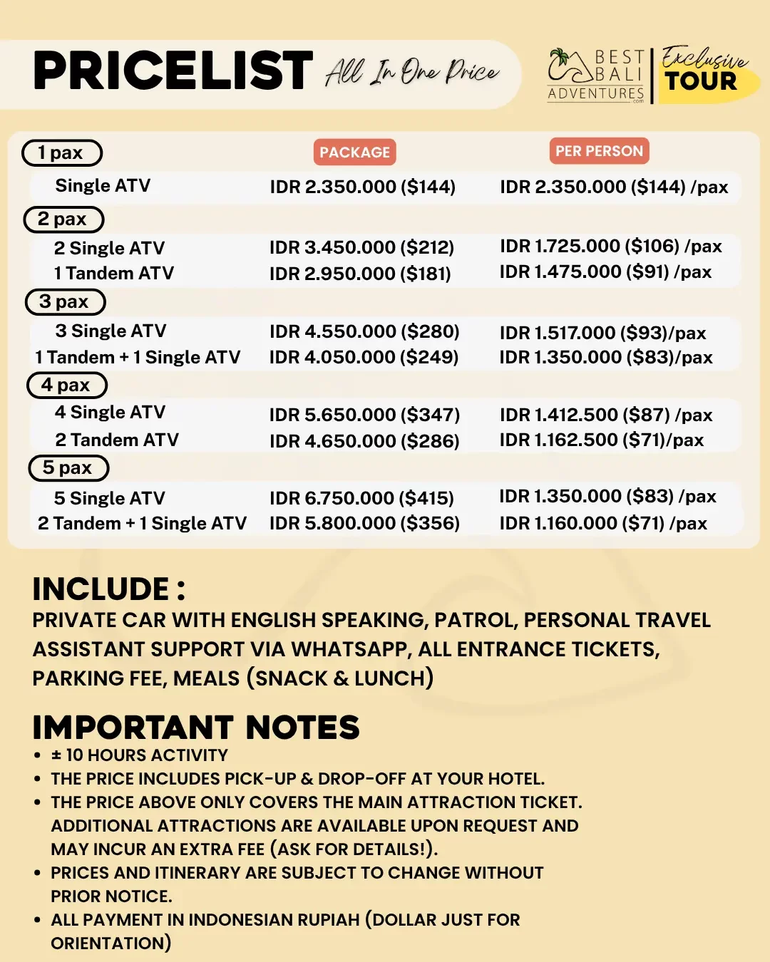 Kintamani ATV Adventure and Hot Spring Tour