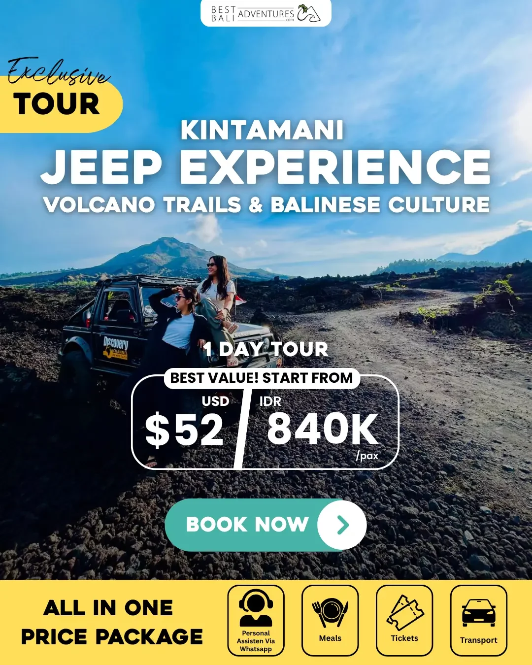 Kintamani Jeep Experience Vulcano and Balinese Culture Tour