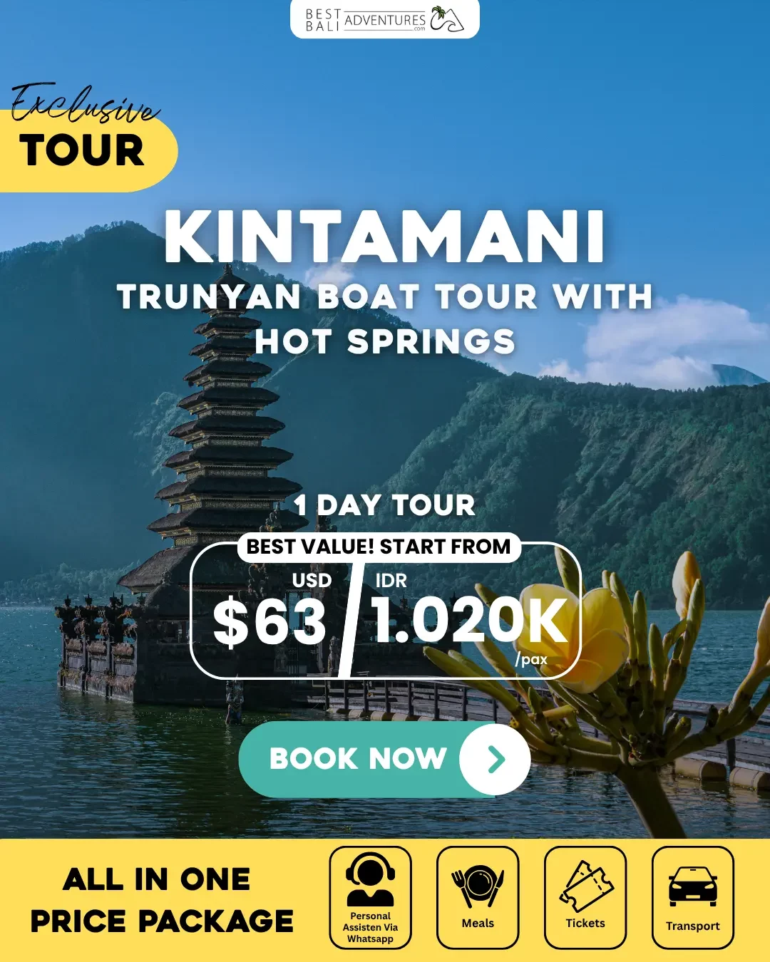Kintamani Trunyan Boat Tour with Hot Springs