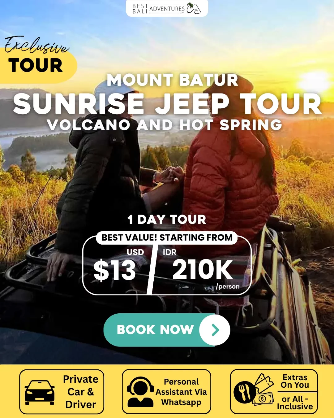 MOUNT BATUR SUNRISE JEEP TOUR AND HOT SPRING