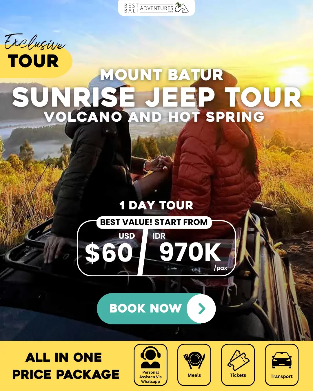 Mount Batur Sunrise Jeep Tour and Hot Spring