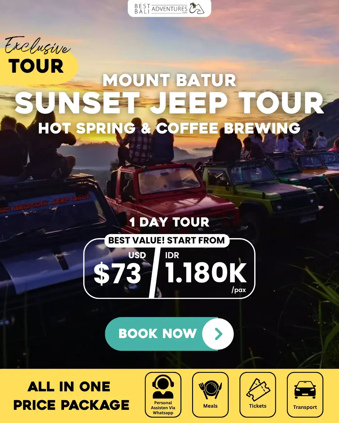Mount Batur Sunset Jeep Tour Hot spring and coffee brewing