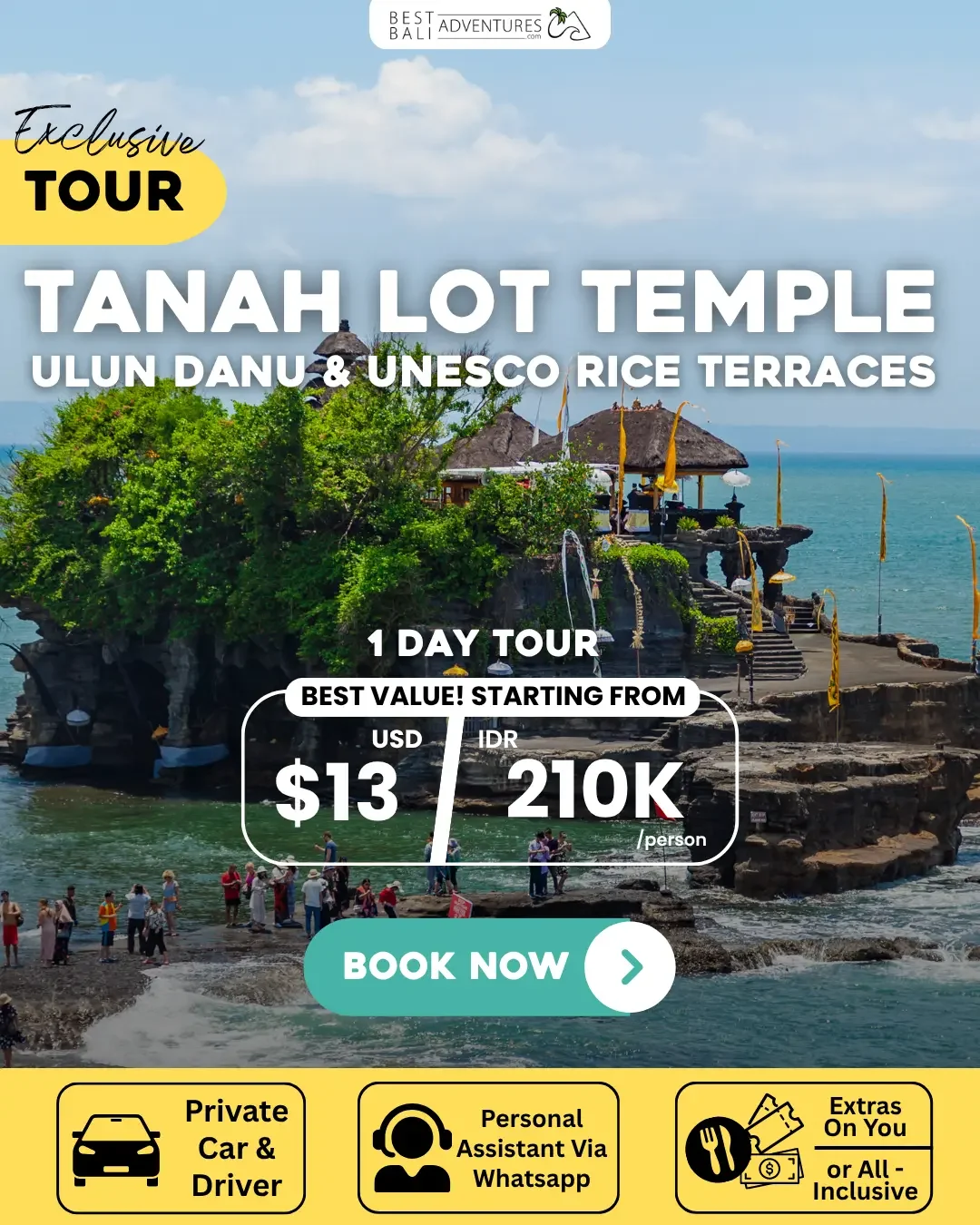 TANAH LOT TEMPLE ULUN DANU AND UNESCO RICE TERRACES TOUR