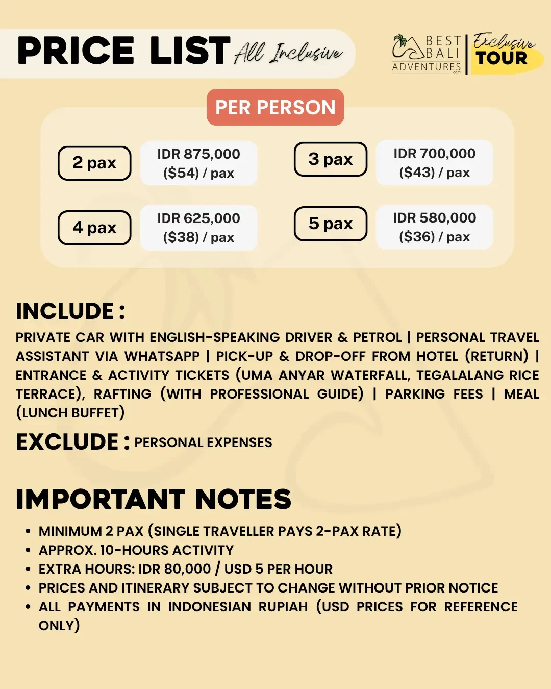 UBUD RAFTING AND RICE TERRACE WATERFALL TOUR