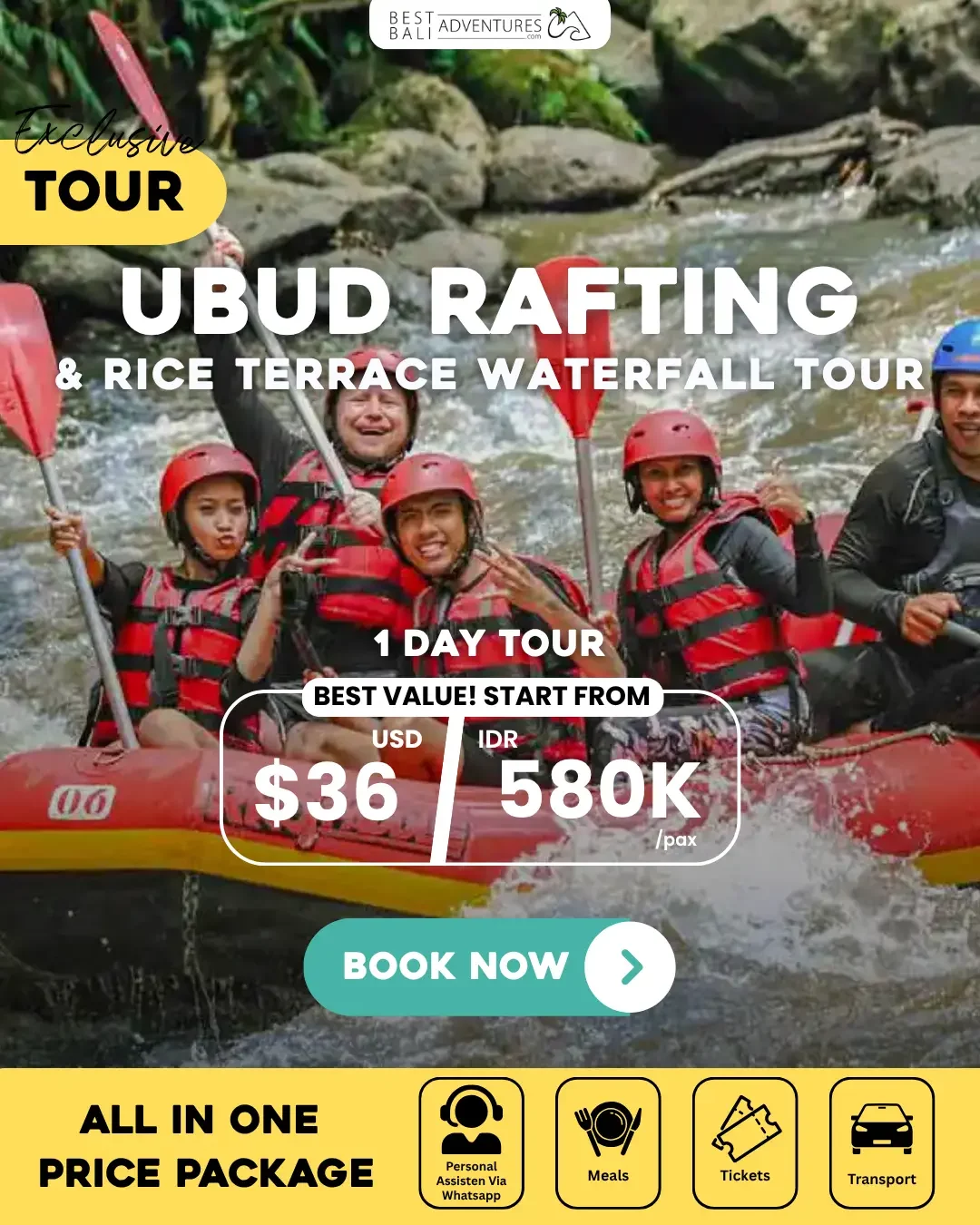 Ubud Rafting and Rice Terrace Waterfall Tour 1