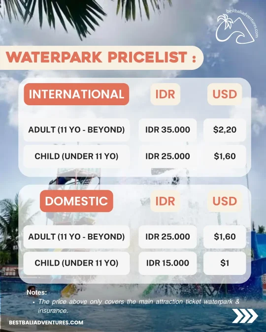kemenuh waterpark Bali Pricelist